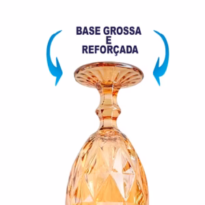 jogo de taças de vidro ambar brilhante 06 unidades diamond grande reforçada 320 ML - Imagem 4