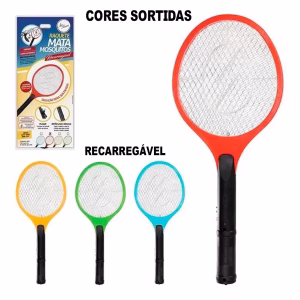 Raquete Elétrica Mata Mosquito Insetos Recarregavel Bivolt - Imagem 5