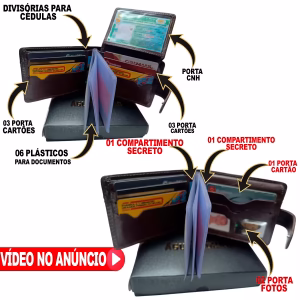 carteira masculina original 100% couro Macio Preto, O MELHOR COURO DO MERCADO - Imagem 3