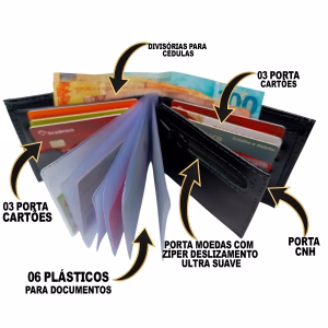 carteira masculina couro slim durável pequena 100% couro legítimo - Imagem 3