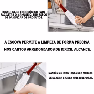 Escova Para Taças E Copos Altos Gourmet macia Cerdas em EVA 26cm - Imagem 4