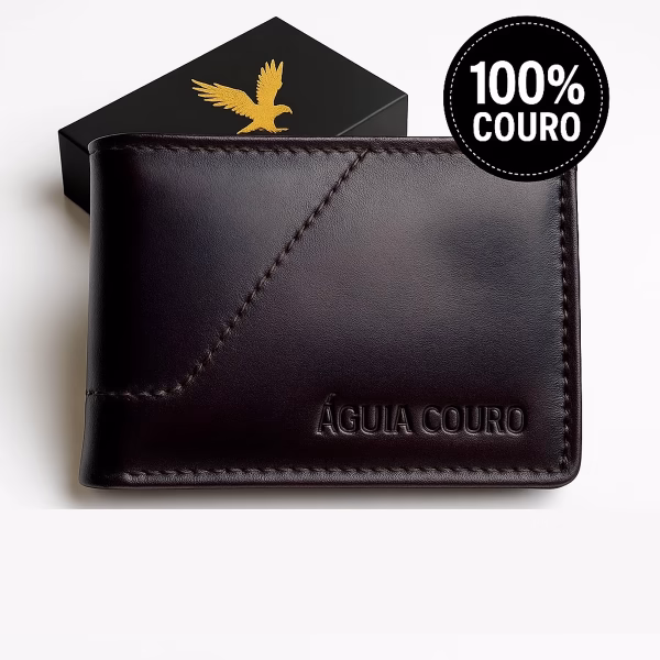 carteira masculina 100% couro legítimo slim