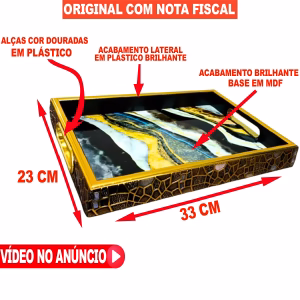 Bandeja decorativa para cantinho do café e bebida Retangular Sala mesa posta acrílico - Imagem 3