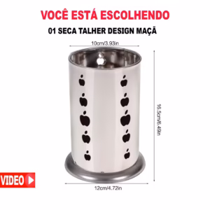 Escorredor De Talheres De inox Redondo Vazado Seca Talher Prático e Durável un - Imagem 4