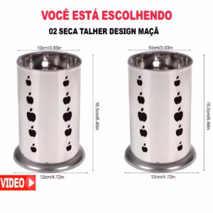 Escorredor De Talheres De inox Redondo Vazado Seca Talher Prático e Durável un - Imagem 2
