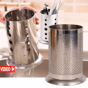 Escorredor De Talheres De inox Redondo Vazado Seca Talher Prático e Durável un - Imagem 1