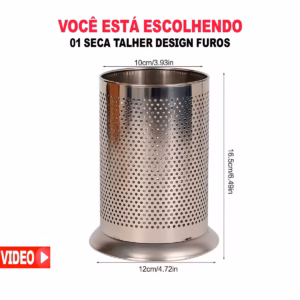 Escorredor De Talheres De inox Redondo Vazado Seca Talher Prático e Durável un - Imagem 5