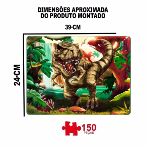 Quebra Cabeça 150 Peças T Rex Pais E Filhos - Imagem 3
